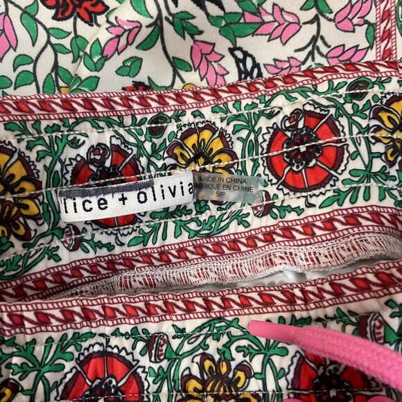 Alice + Olivia Floral Jogger Pants Drawstring Sz S Flower Pot Boho Bloomcore - Picture 5 of 6